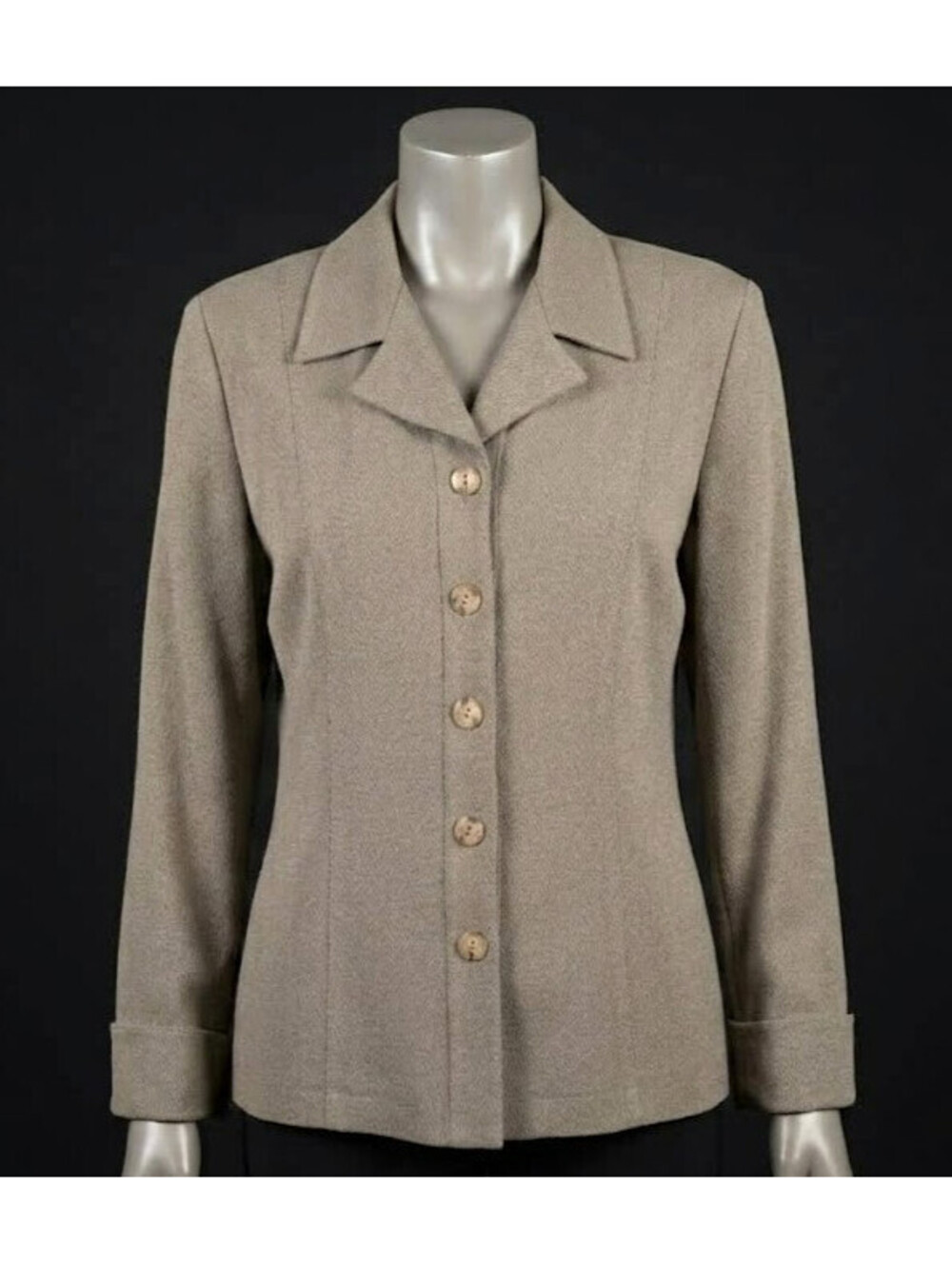 VTG Petite Sophisticate Jacket Blazer Size 10P Gray Taupe Button Up Made in USA